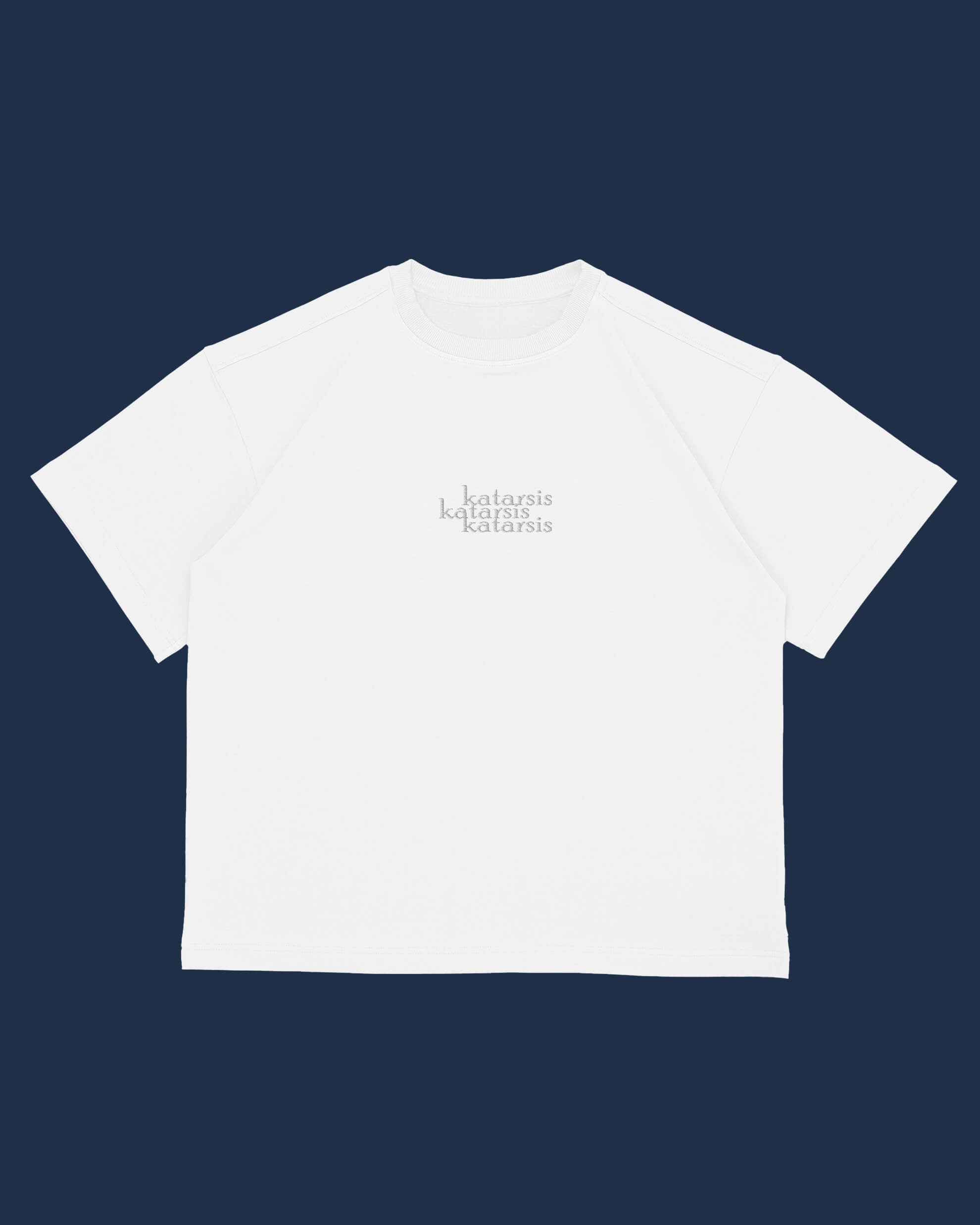 T-shirt with grey embroidery