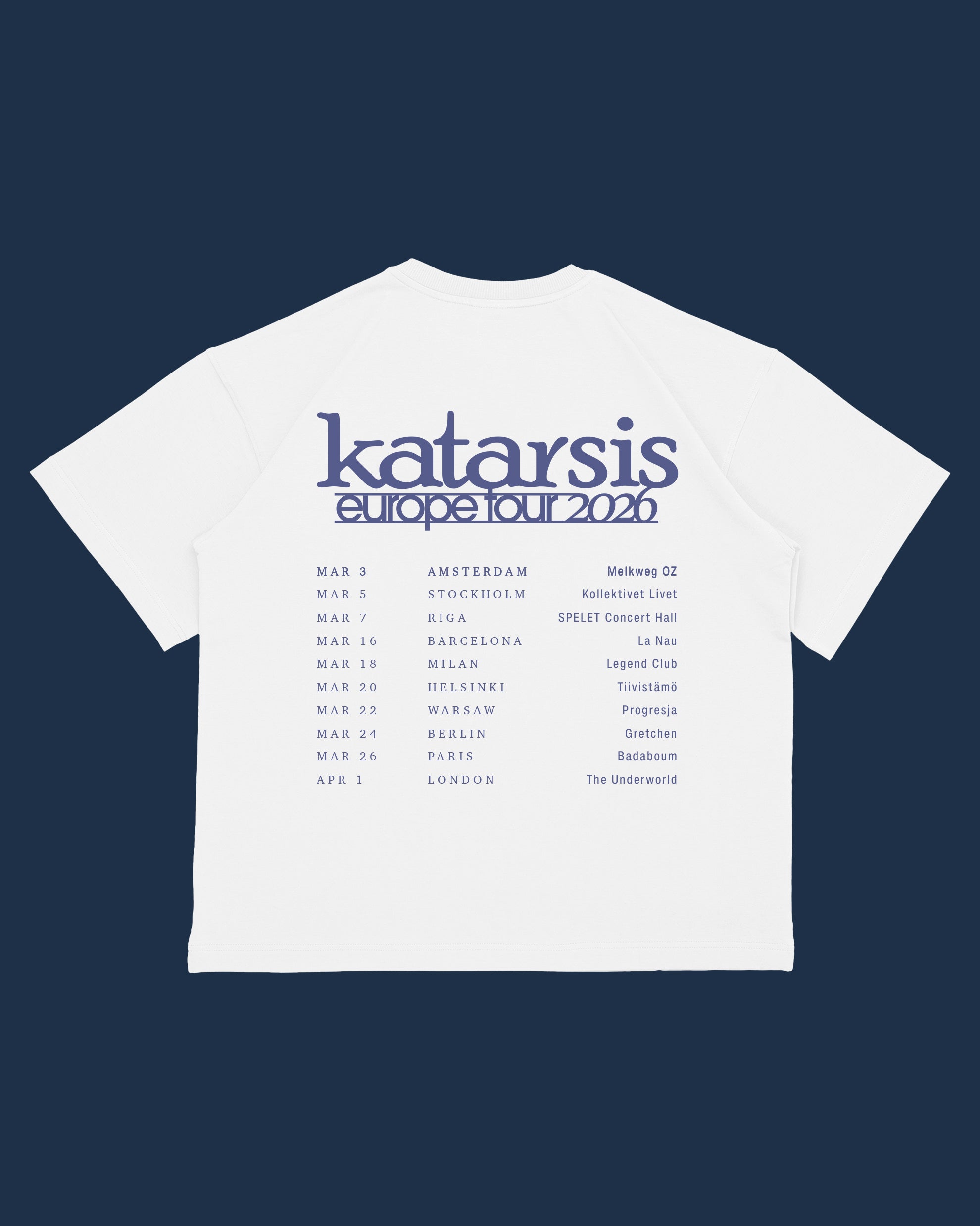 "Katarsis | Europe tour 2026" balti marškinėliai 